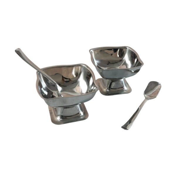Premium Stainless Steel Ice Cream Cup With 6 Spoon Set (6 Pc Set)