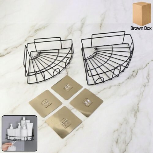 IronCurveOrganizer-WOSKU-01.jpg 2 Pc Shower Caddy Corner for holding and storing various household stuffs and items etc.