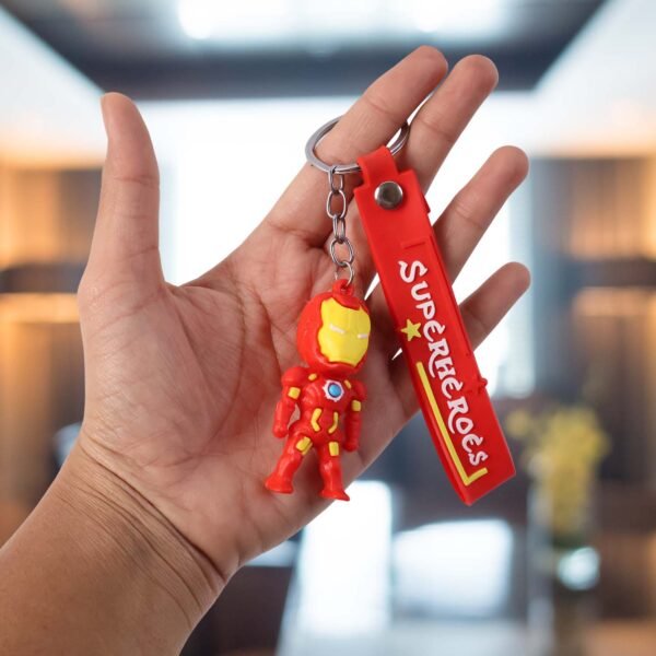 Ironmankeychain-02.jpg Cute Cartoon Silicone 3D Key Chain with Metal Hook & Strap (Pack of 1)