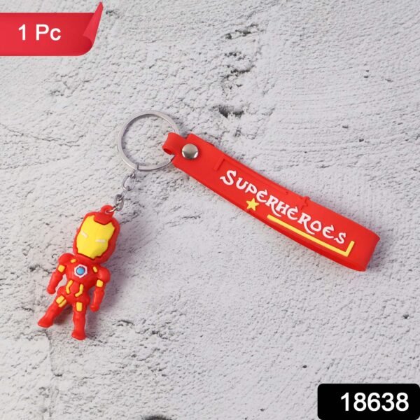 Ironmankeychain-WSKU-01.jpg Cute Cartoon Silicone 3D Key Chain with Metal Hook & Strap (Pack of 1)