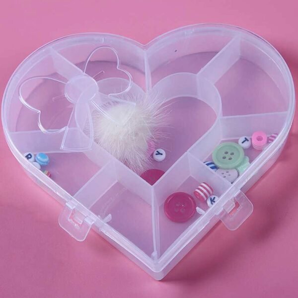 Heart-Shaped Plastic Bead Storage Organizer Box (1 Pc)
