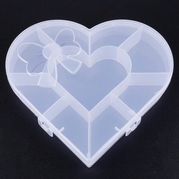 Heart-Shaped Plastic Bead Storage Organizer Box (1 Pc)
