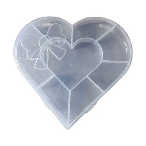 Heart-Shaped Plastic Bead Storage Organizer Box (1 Pc)