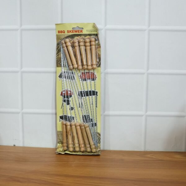KebabSkewers-live.jpg Barbecue Skewers for BBQ Tandoor and Gril with Wooden Handle - Pack of 12