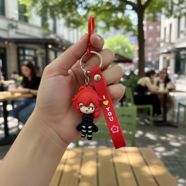 Keychain-02_7589793a-c1d7-4a0b-af8b-1cdf7742567f.jpg Cute Red Hair Cartoon Girl Silicone Keychain (1 Pc)