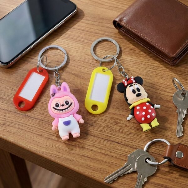 Cartoon Character Keychain with Name Tag (Mix Design, 1 Pc)