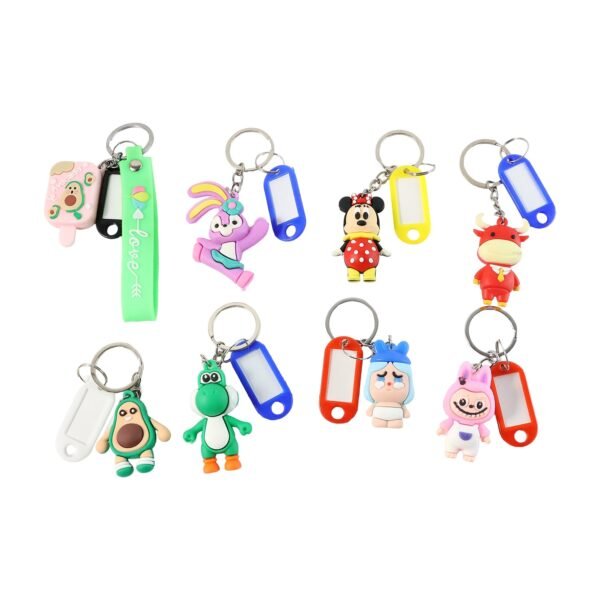 Cartoon Character Keychain with Name Tag (Mix Design, 1 Pc)