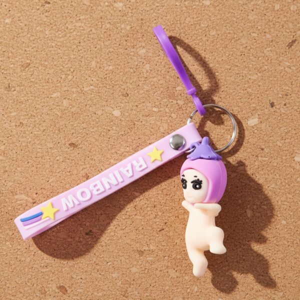 Cute Baby Doll Cartoon Silicone Keychain (1 Pc)
