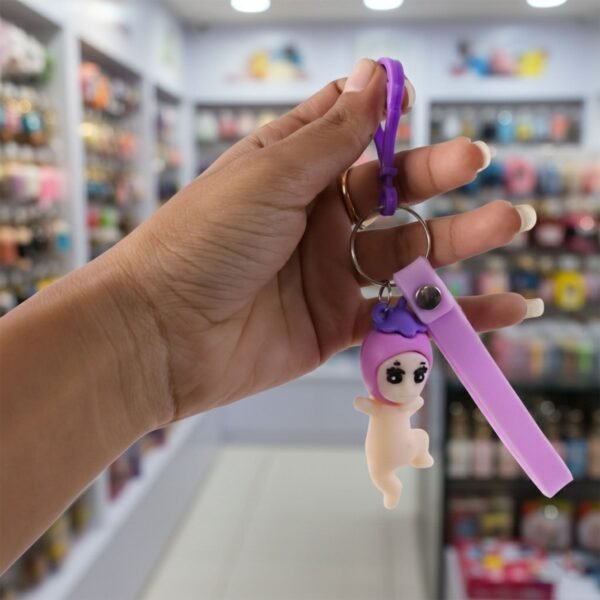 Cute Baby Doll Cartoon Silicone Keychain (1 Pc)