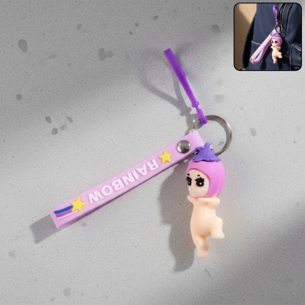 Cute Baby Doll Cartoon Silicone Keychain (1 Pc)
