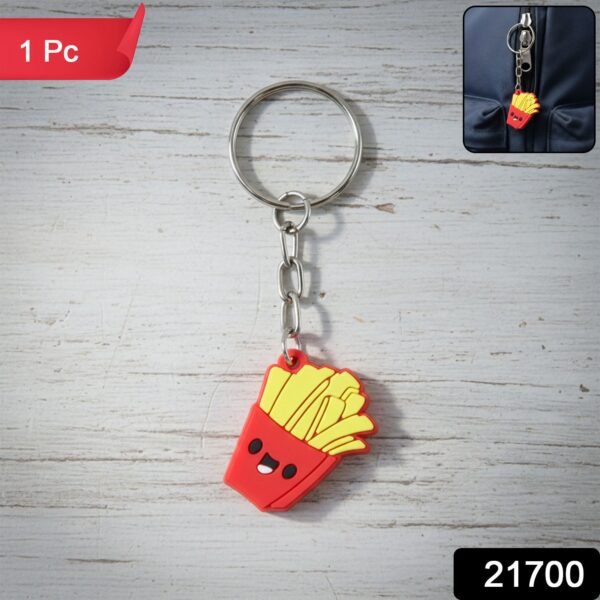 Keychain03-WSKU-01_873129a6-ab27-40e0-9f49-ce689e516864.jpg Cute Smiley French Fries Shape Cartoon Keychain (1 Pc)