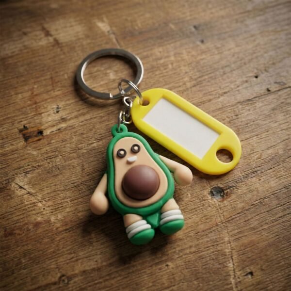 Cute Avocado Cartoon Character Keychain (1 Pc)