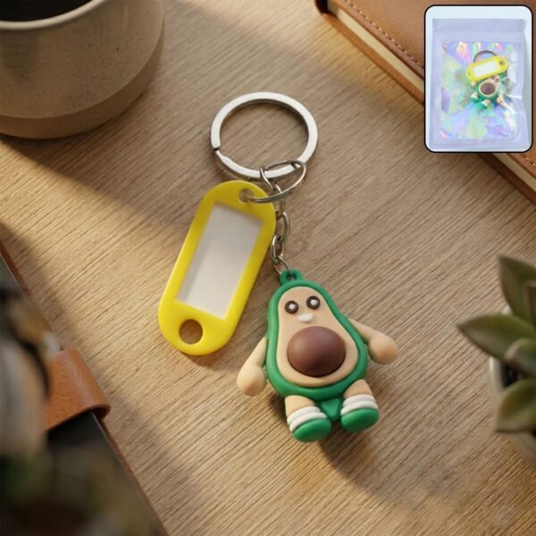 Cute Avocado Cartoon Character Keychain (1 Pc)