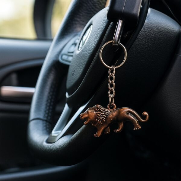 Keychain2-03_e19856aa-9cc7-47d3-bcce-04bfb10d93b9.jpg Elegant Walking Lion Metal Keychain (1 Pc)