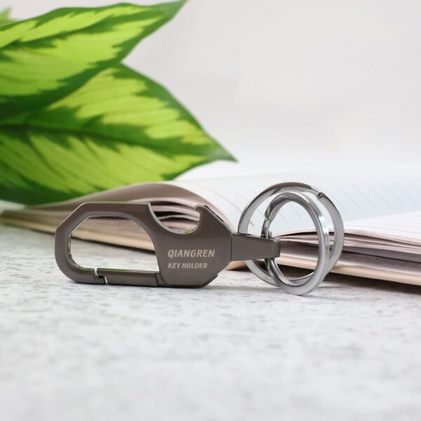 Premium Metal Keychain Carabiner Clip Hook with Dual Key Rings (1 Pc)
