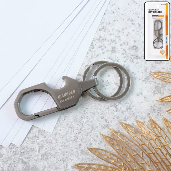 Premium Metal Keychain Carabiner Clip Hook with Dual Key Rings (1 Pc)