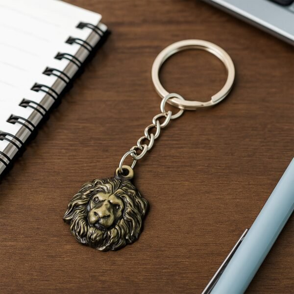 Premium Lion Head Metal Keychain (1 Pc)