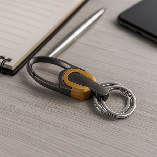 Premium Metal Keychain Carabiner Clip Hook with Dual Key Rings (1 Pc)
