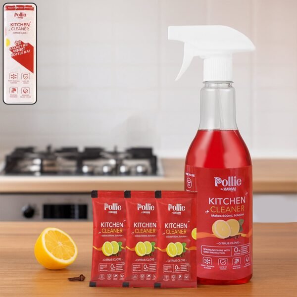 Kitchen-Cleaner-01.jpg Pollic kadam Concentrated Kitchen Surface Cleaner Refill Kit with Spray Bottle