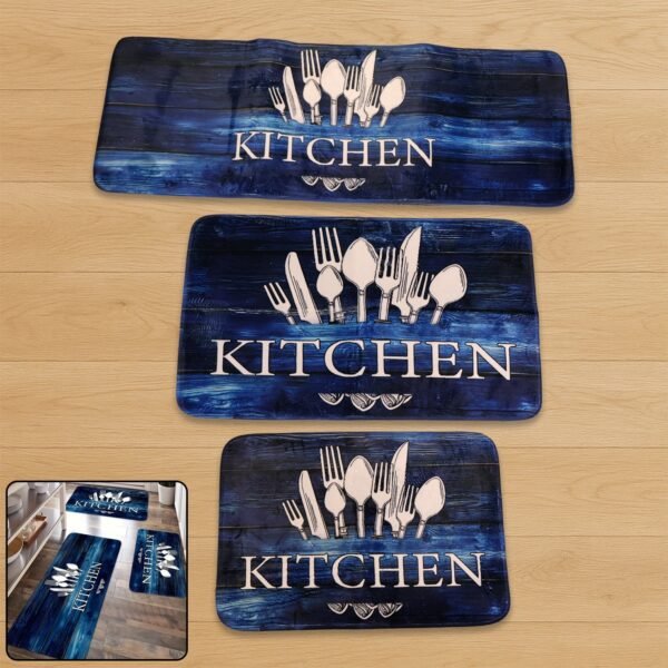 Kitchen Floor Mat Non-Slip Printed Runner Rugs (3 Pc)