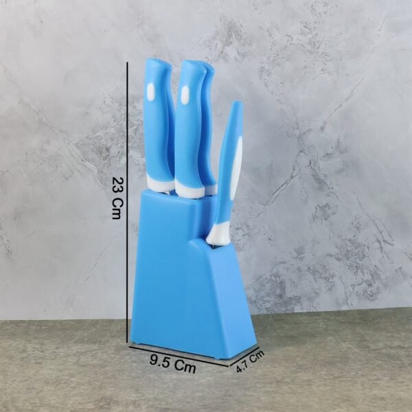 Stainless Steel Knife & Peeler Set with Stand - 6 Pcs