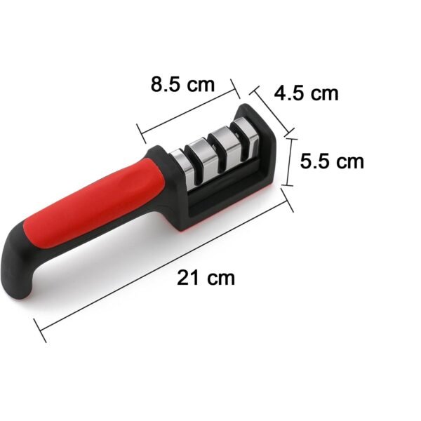 KnifeSharpener-size.jpg 3 Stage Knife Sharpener Tool with Ergonomic Handle (1 Pc)