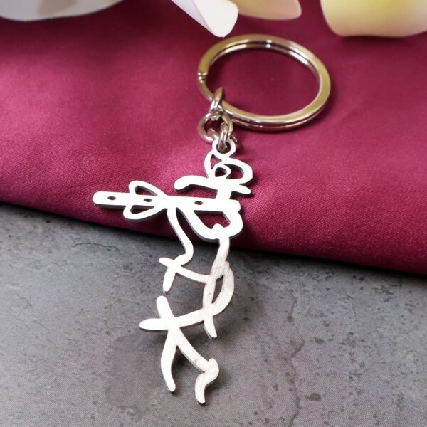 Divine Krishna Flute Design Metal Keychain (1 Pc)