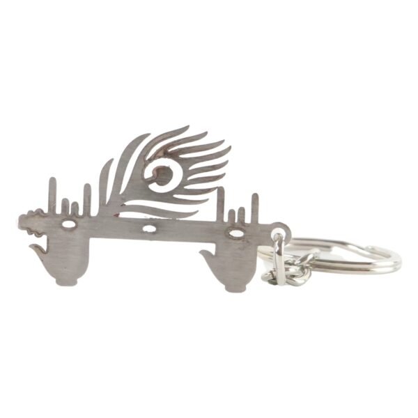 KrishnaKeychain-04.jpg Krishna Flute & Peacock Feather Metal Keychain - (1 Pc)