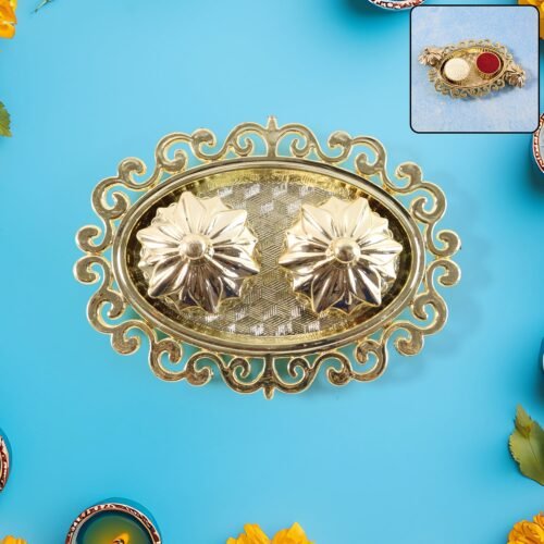 Kumkum-Thali-Holder-01_e637e307-3992-4327-a616-115fe4af236b.jpg Decorative Double Kumkum Dish with Ornate Tray (1 Pc)