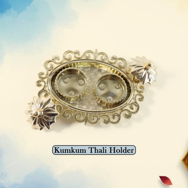 Decorative Double Kumkum Dish with Ornate Tray (1 Pc)