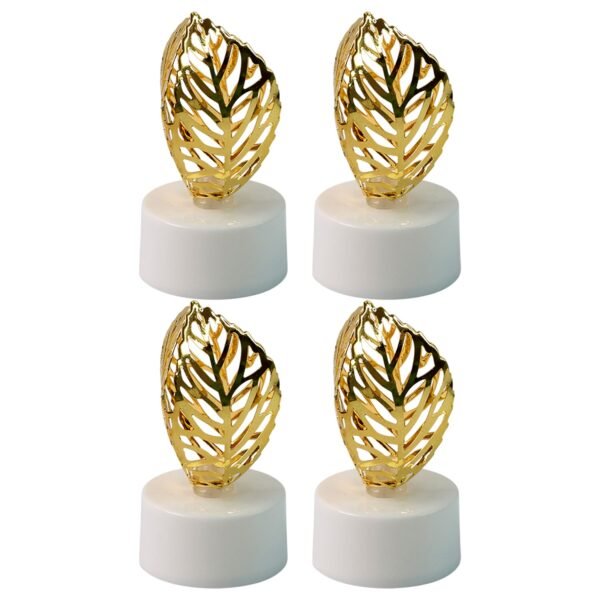 Decorative Golden Leaf Shaped Flameless LED Candles (4 Pc)