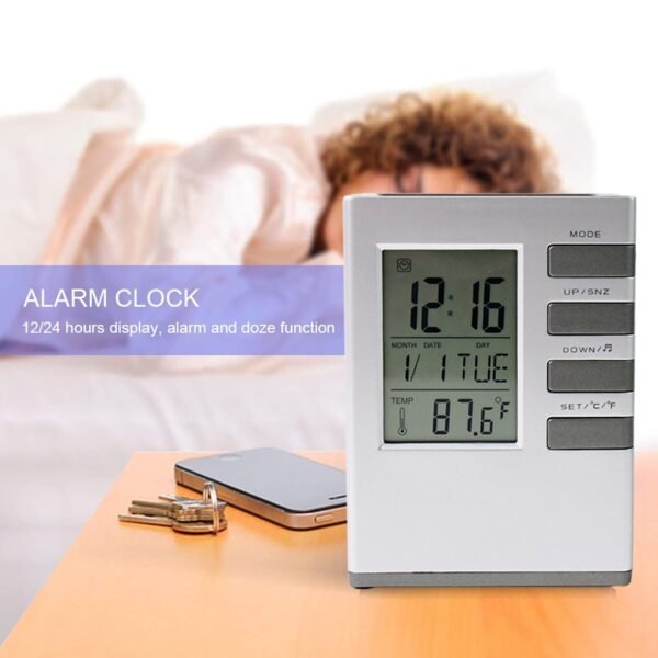 LED-Desk-Clock_-Alarm-Clock-02.jpg Multifunction Cube Digital Desk Clock with Pen Holder (1 Pc)