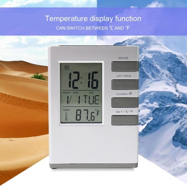 LED-Desk-Clock_-Alarm-Clock-03.jpg Multifunction Cube Digital Desk Clock with Pen Holder (1 Pc)