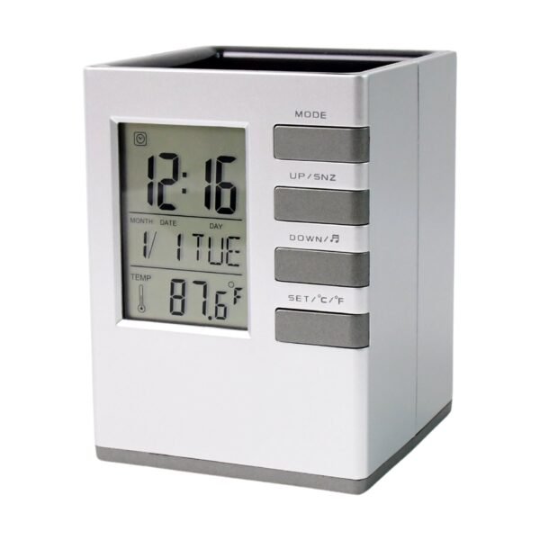 LED-Desk-Clock_-Alarm-Clock-05.jpg Multifunction Cube Digital Desk Clock with Pen Holder (1 Pc)