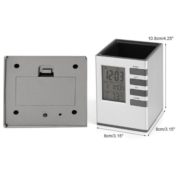 LED-Desk-Clock_-Alarm-Clock-06.jpg Multifunction Cube Digital Desk Clock with Pen Holder (1 Pc)