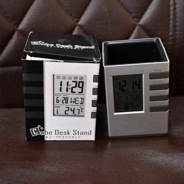 LED-Desk-Clock_-Alarm-Clock-09.jpg Multifunction Cube Digital Desk Clock with Pen Holder (1 Pc)