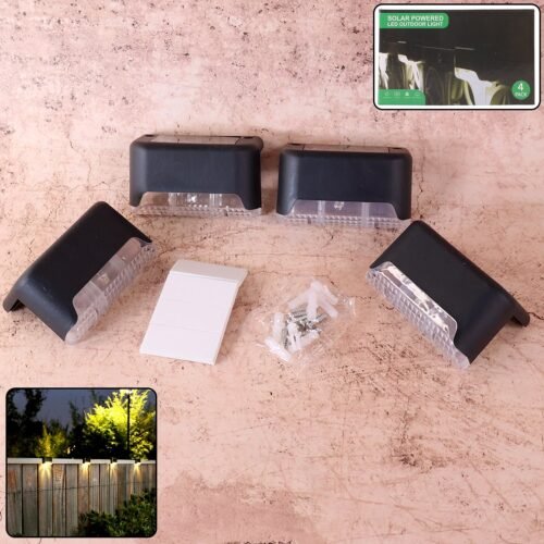 4-Piece Solar Waterproof Garden, Stair & Railing Lights
