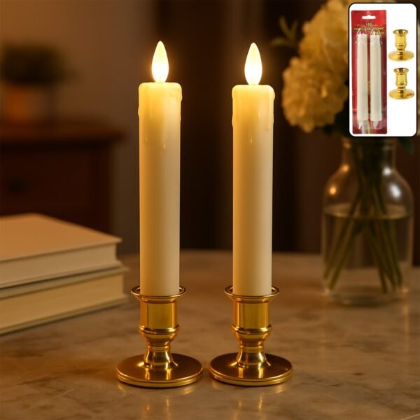 Set of 2 LED Flameless Taper Candles