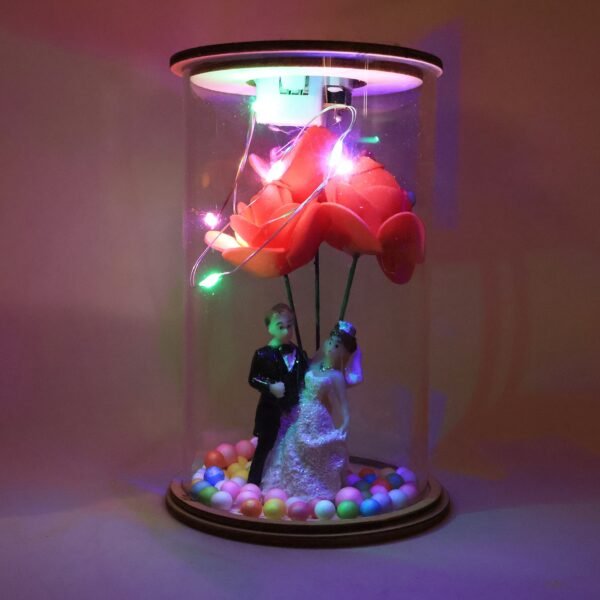 LEDCoupleShowpiece-02.jpg Wedding Couple with LED Rose Lamp (1 Pc)