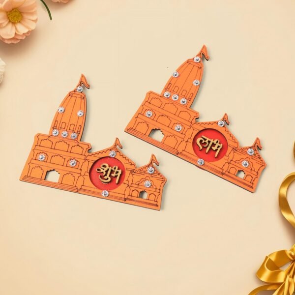 Shubh Labh Ram Temple / Mandir Design Decorative Wall Sticker (2 Pc)