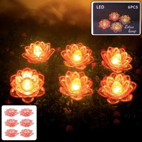 Set of 6 Lotus Shaped LED Flameless Decorative Candles