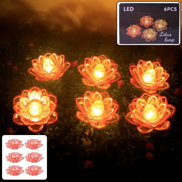 Set of 6 Lotus Shaped LED Flameless Decorative Candles