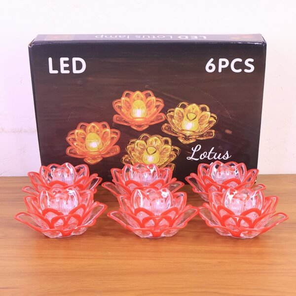 Set of 6 Lotus Shaped LED Flameless Decorative Candles
