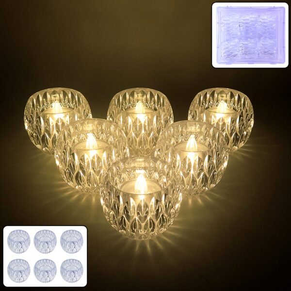 Crystal Design LED Tealight Candles (6 Pc / Set)