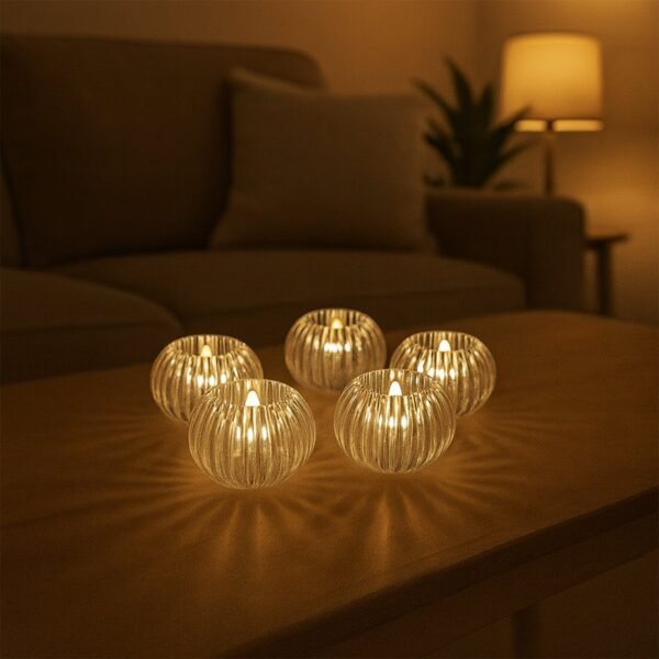 Crystal Design LED Flameless Tealight Candles (6 Pc)