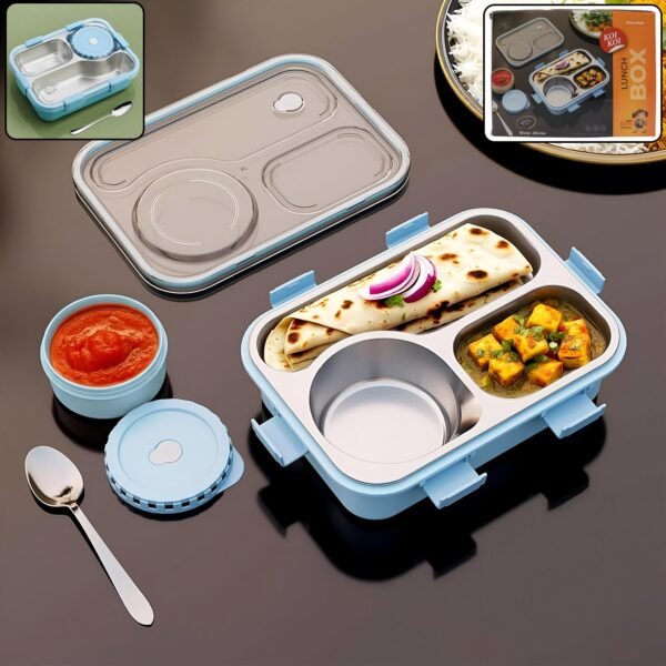 Premium Stainless Steel Compartment Lunch Box 1 Set
