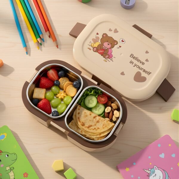 Lunch-Box-02_b2789f5a-4073-413c-be13-24ad27550428.jpg Cute Teddy Printed Kids Lunch Box (500Ml / 1 Pc)