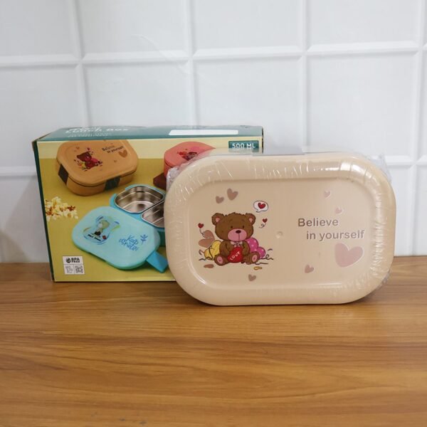 Lunch-Box-08_8c9f9697-eec5-4a6f-a963-b3eda15b8476.jpg Cute Teddy Printed Kids Lunch Box (500Ml / 1 Pc)