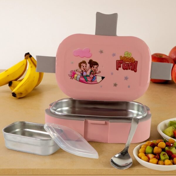Kids Cartoon Lunch Box Set with Stainless-Steel Inner Tray (1 Set)