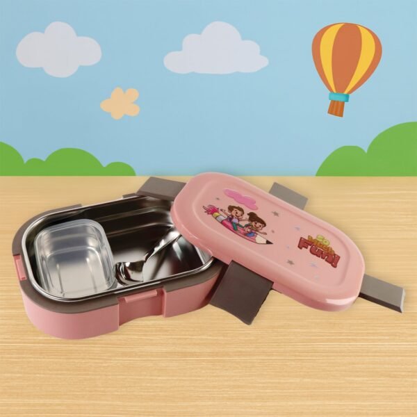 Kids Cartoon Lunch Box Set with Stainless-Steel Inner Tray (1 Set)